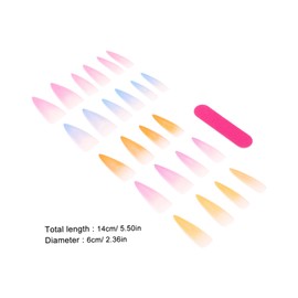 BIUDECO 24pcs Super Gradient Rainbow Press Nails for Nail Art for Women Easy Application for Parties and Everyday Wear