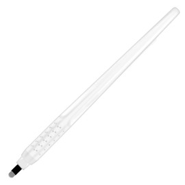 Pack of 20 Black Microblading Disposable Handpiece with Needles 18U 0.18 mm for Manual Pigmentation of Eyebrows Permanent Makeup Pens with Pen Cap (White Pen)