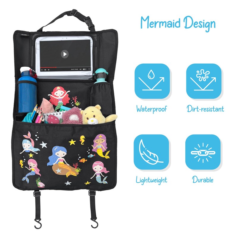 HECKBO 2x car backseat organizer with adjustable tablet pocket for