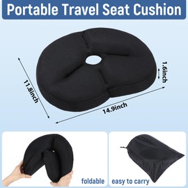 BALAPET Portable Foldable Travel Seat Cushion,Thick Airplane Seat Cushion for Long Flights,Travel Essentials Adjustable Pad for Flying, Airplane, Office, Home, Trains, Cars(14.9x11.8x1.6in)