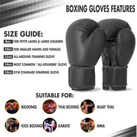 Lions Boxing Gloves - Premium Quality Leather, Classic Adult Unisex Boxing Gloves Mens, Sparring Muay Thai Pro Training, Kickboxing, Punch Bags Fitness Gym Workout (BLACK, 10OZ)