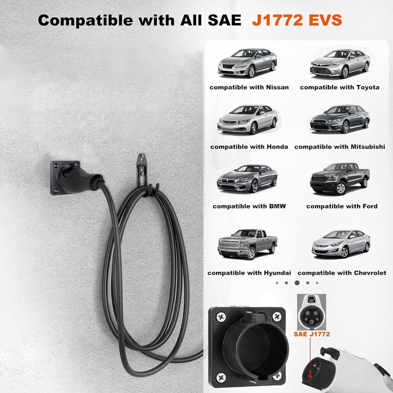 Maizengauto EV Charger Holder Wall Mount J1772 Charging Cable Organizer