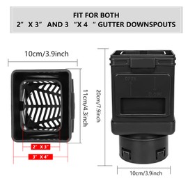 JXLXYY (2 Packs) Downspout Leaf Filter Downspout Cleanout,Leaf Removers, Gutter Downspout Protection,Downspout Diverter,Fits 2X3 and 3X4 Drainpipe- Black