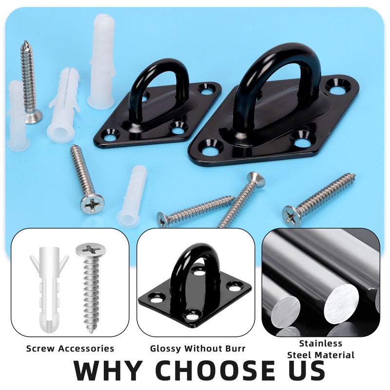 GLARKS 36pcs M5 Stainless Steel Pad Eye Plate Hook Kit,