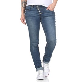 Buena Vista Malibu Women's Jeans Stretch Denim Medium Blue Size L, Medium blue