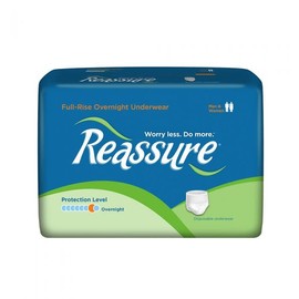 Reassure Full-Rise Overnight Underwear, XL (58" - 68" Waist), 96 per case