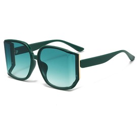 Azoxus Oversized Sunglasses Women Trendy Big Square Frame Sun Glasses Retro Green Lens Sunglasses Green Rim