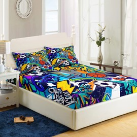 AILONEN Football Fitted Sheet for Teen Boys, Basketball Theme Sheet Set,Sport Bed Sheets Twin XL Size for Boys,Football Bedsheets,Bedding Decor Set,1 Fitted Sheet and 2 Pillow Case,3 Piece