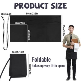 Maxmoc Waiter's Apron Short Pack of 2 Waiters Apron Black Unisex 60 x 30 cm Apron Children with 3 Pockets for Chef Waiter Baker