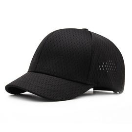 Haveli Men's Full Mesh Short Brim Cap, Sun Protection, Hat, Baseball Hat, Plain, Breathable, Black