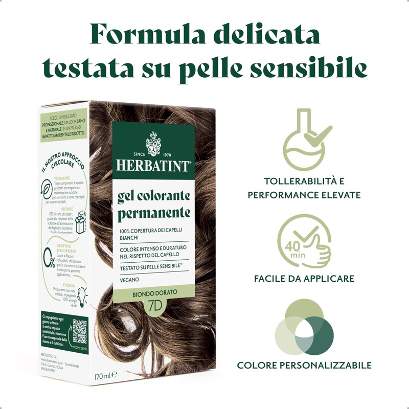 Herbatint Permanent Hair Dye Gel 7D Golden Blonde - 170ml