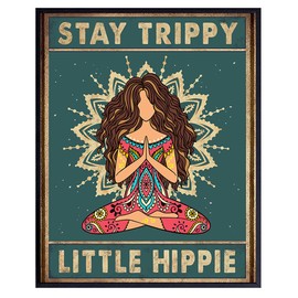 Trippy Wall Decor - Stay Trippy Little Hippie Wall Decor - Boho Wall Decor for Women, Girls - Hippie Room Decor - Bohemian Wall Art - Zen Decor - Meditation Gifts - Funny Sayings - Hippy Room Decor