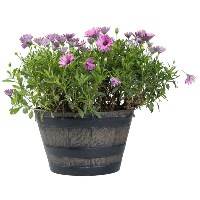 Gardenised 4-Piece Round Half Barrel Flower Pots Rustic Farmhouse Style