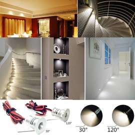 Haixin Small LED Spotlight 9PCS 12V 1W Recessed Celling Light for Kitchen, Stairs, Closet, Hallway,DIY Lighting Showcase Light Cabinet Downlight IP65 (Warm Light, 120°)