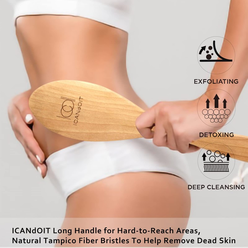 ICANdOIT Very Stiff Dry Brushing Body Brush for Men&Women, Long