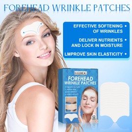 LURNODY Pack of 12 Forehead Pads Against Wrinkles, Forehead Wrinkles, Smoothing Face Tape Against Wrinkles, Smoothing Fine Lines and Wrinkles as well as for Restoring Skin Moisture