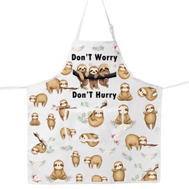 G2TUP Sloth Kitchen Aprons Sloth Lover Gifts Don’t Worry Don’t Hurry Apron Sloth Themed Gifts Sloth Merchandise (Sloth Apron)