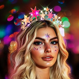 DRESBE Star Light Up Headband LED Stars Headbands Glow Party Hair Accessories for Women (Colorful)