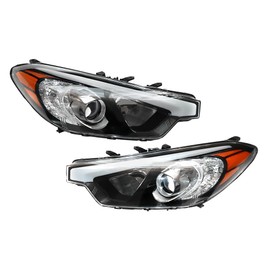 Carlaihu For 2014 2015 2016 Kia Forte | Forte Koup | Forte5 Halogen Headlights Headlamps Assembly Driver and Passenger Side Chrome Housing Replaces 92101-A7200 92102-A7200