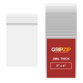 GRIPZIP 100 Pcs 3"x 4" Clear Plastic Reclosable Zip Poly Bags | 2 Mil Thick Durable and Versatile Bags for Travel, Storage, Organization, Shipping | Heavy Duty Baggies with Resealable Zip