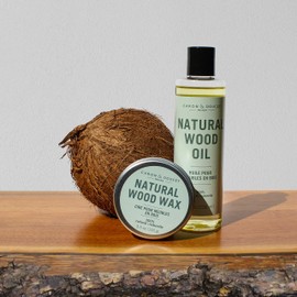 Caron & Doucet - Natural Wood Conditioning Oil and Wax Bundle - 100% Plant Based Wood Conditioning and Polishing Oil - Orange Scented - Suitable for Natural Wood Furniture. (8oz)