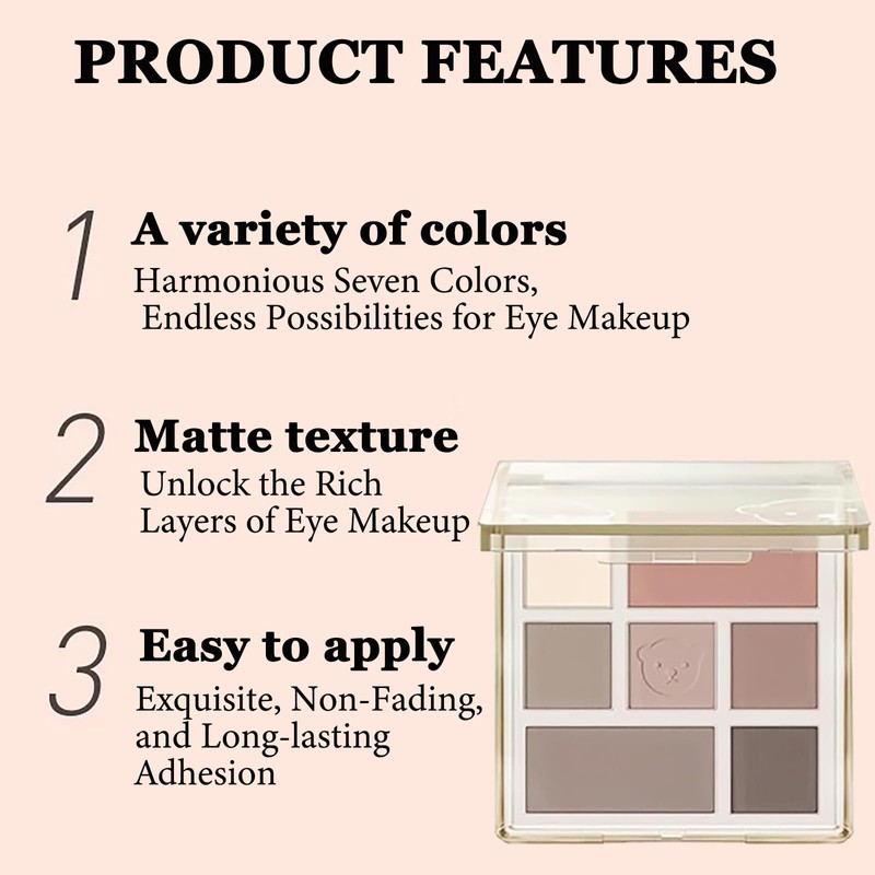 Portable Nude Eyeshadow Palette - 7 Matte Shades, Soft Blendable
