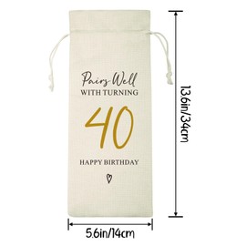 40th Birthday Gifts for Women Men, 40th Birthday Wine Bag, Funny Birthday Wine Bag Gifts 40th Birthday Party Decorations, Pairs Well With Turning 40 Happy Birthday Wine Gift Bag for Women Men Mom Dad