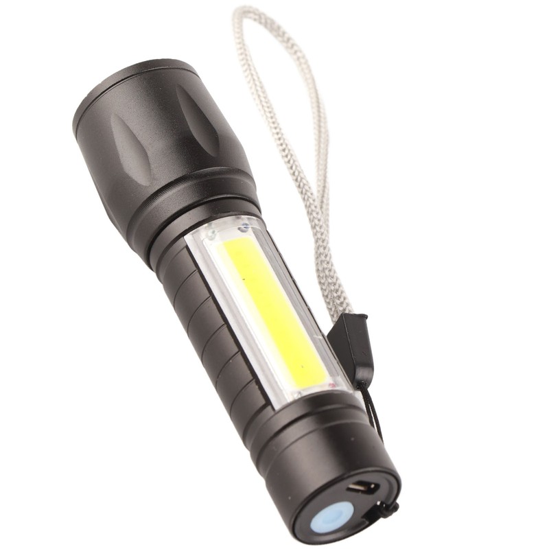 4Pcs Retractable Flashlight COB LED Zoom Flashlight Rechargeable Strong Light