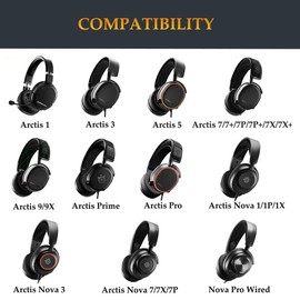 Arctis 7/5/3/1 Replacement Ear Cushions Cooling Gel Arctis Pro Wireless Ear Cups Earpads Compatible with SteelSeries Arctis 7/5/3/1/9X/Pro/Prime, Nova 7/7X/7P, Nova 1/1P/1X, Nova 3/Pro Wired Headset