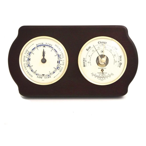 Bey-Berk Brass Tide Clock and Barometer/Thermometer