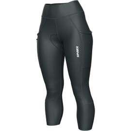 Sparx Women Padded Bike Pants Cycling Shorts Bicycle Thermal Capris 3/4 Winter Biking Tights (Gray, M)