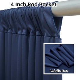 50ftx12ft Navy Blue Backdrop Curtains for Wedding-Wrinkle Free Backdrops Curtain Drapes Fabric Decorations Photo Back Drop Cloth for Baby Shower Photography Stage Reception 10Panels 12ft(H) x 5ft(W)
