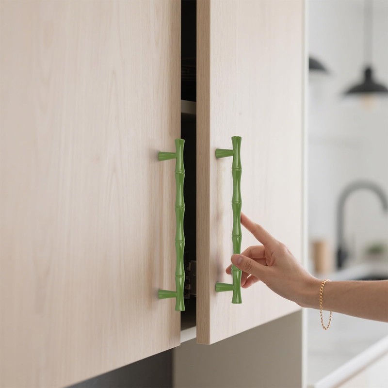 Vicycmc Green Cabinet Pulls 5 Inch(128mm) Hole Center,Zinc Alloy Solid