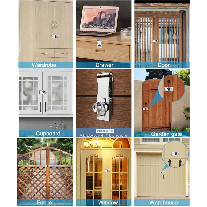 I-EASYDWW, Keyed Hasp Locks, 3 Inch, Twist Knob Keyed Locking