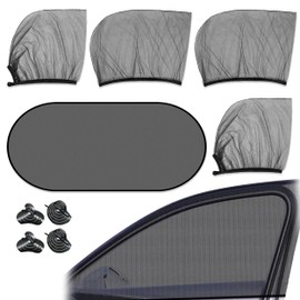 5 Pcs Car Window Shades, Car Window Sun Shade Cover, Side Car Window Screen and Rear Window Shade Blocks Sunlight, UV Rays Universal Car Sun Shades Window Curtains for Most Cars