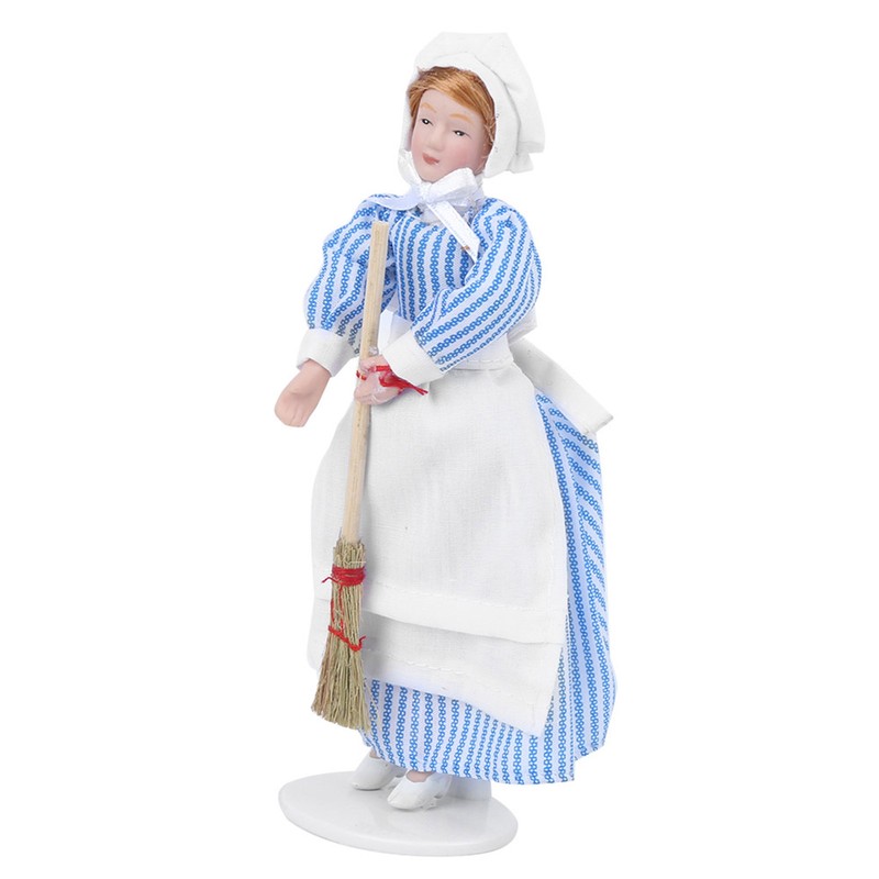 Dollhouse Miniature Porcelain Doll Model Ornament Doll Chef Man Servant