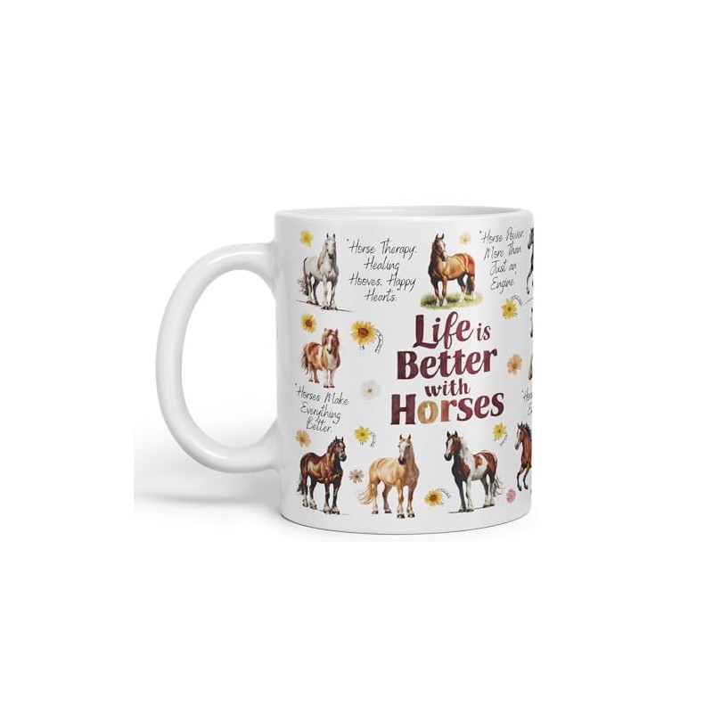Vixar Keramiktasse "Life is better with Horses", für Tee, Kaffee,