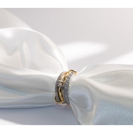 Lamdo Gold Stackable Rings for Women Non-Tarnish, 3 Rings Set-Elegant Dainty 18k Gold Plated CZ Cubic Zirconia Rings, Knuckle Women Rings (7)