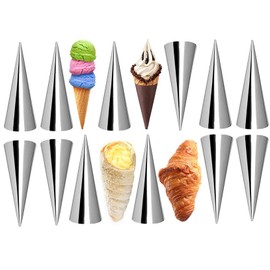 COMZPLIFE 12pcs Cream Horn Molds, Stainless Steel Baking Cones, Non-stick Baking Molds for Danish Pastry Lady Lock Form, Ice Cream Mold, Cream Roll, Croissant