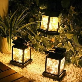 TDA Trading Solar Lanterns Outdoor Hanging Lights Warm LEDs Fairy String Lights Solar Powered Patio Yard Backyard Christmas Decorative Lantern Umbrella Lights Deck Floor Lamps Post Lantern (2 Pieces)