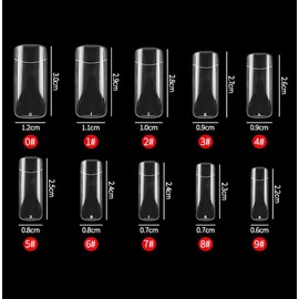 Beauties Factory 500 pcs Clear Half Nail Tips Set with Nail Glue, Transparent Nail Tips Half Cover with Well 10 Sizes Size 0-9 for Nail Salons DIY Extensions