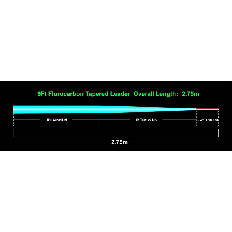 LUNYANG 100% Fluorocarbon Tapered Leader Fishing Line 9FT 2X-Not Coated/Abrasion
