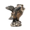 Bronze Finished Steampunk Fantasy Aviator Flying Ace Owl Statue Hand