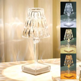 Solis Convene Crystal Cordless Lamp, Touch Dimmable Crystal Lamp 3 Colors, Portable LED Rechargeable Romantic Small Lamp, Battery Operated Decor Night Light for Bedroom Living Room Party Dinner Bar