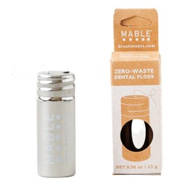 MABLE Refillable Dental Floss | Silk Dental Floss | Reusable & Refillable Stainless Steel Container | Comes with 33 Yards of Natural Silk Floss