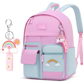 School Bags for Girls Backpack for Girls Cute Rainbow Kids Backpack with Pendant Kawaii Backpack for School Kids Teens Elementary (Color-4)