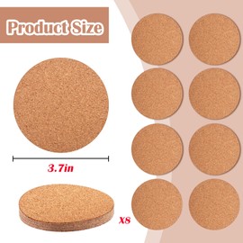 BSRESIN 8 Pack Cork Coasters for Diamond Art Backing, 3.7 Inch Self-Adhesive Cork Board for Diamond Art Coasters, Blank Cork Mat for DIY Adult Craft Accessories