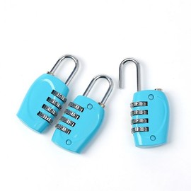 Number Lock 4-Digit Combination Padlock, 3-Pack (Blue) Luggage Lock