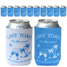 Last Toast On The Coast Bachelorette Party Can Sleeves(12 PCS), Bachelorette Party Decorations for Bridal Party Gifts Bachelorette Party Favors