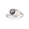 Hipearl Black and White Pearl Ring for Women 18 White